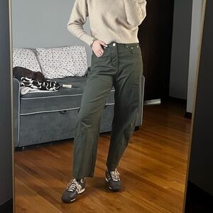 PARKE Olive Green TWILL COTTON Trousers